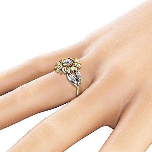 925 טבעת חמניות סטרלינג חמניות מעוקב טבעת ערימה אתה טבעת השמש שלי לנשים טבעת אירוסין לחתונה
