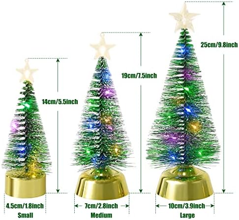 AndyDesign Skindtop Desktop Mini Pine עם אורן מיניאטורי חלבית LED עם עץ חג המולד צבעוני עם כוכב למשרדי שולחן משרד ביתי מלאכות