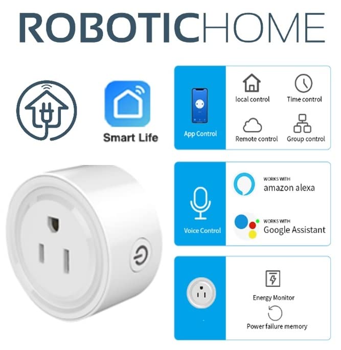 בית רובוטי - ניטור אנרגיה WiFi חכמים חכמים התואמים ל- Alexa ו- Google Home, שלט רחוק עם פונקציית טיימר, אין צורך ברכזת