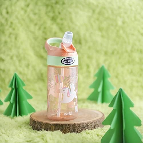 זאק מעצב בקבוק מים לילדים ריברסייד 16 עוז עם כיסוי זרבובית ולולאת נשיאה מובנית, עשוי פלסטיק עמיד, עיצוב חסין דליפות לנסיעות