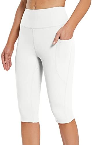 מכנסי יוגה לנשים, חותמי כושר מודפסים עם בטן מותניים גבוהה עם כיסים דחיסת טייץ 'טייץ' LAR351