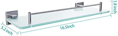 מדף זכוכית אמבטיה HomeIdeas - זכוכית מחוסמת בגודל 16.5 אינץ