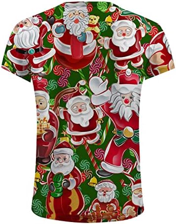חולצות טריקו של שרוול קצר של Dsodan לחג המולד לגברים, חג המולד מצחיק סנטה קלאוס הדפס צוואר עגול צוואר צוואר צמרת אימון