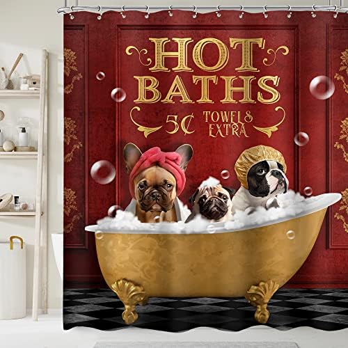 וילון מקלחת כלבים מצחיק באופן מוחלט 60WX72H אינץ 'סבון אמבטיה סבון וינטג