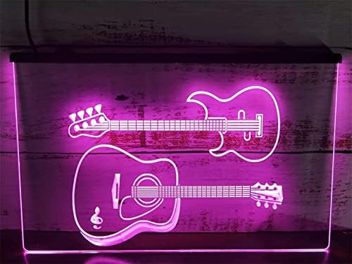 גיטרה dvtel שלט ניאון שלט LED דוגמנות אור אור אותיות זוהרות שלט לוח אקרילי ניאון אור דקורטיבי, 60x40 סמ.