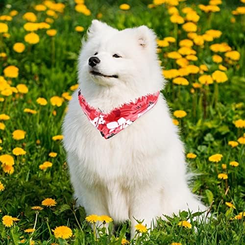 2 חתיכות הוואי אדום פרח דפוס כלב בנדנה מתכוונן רחיץ חיות מחמד מטפחת גור צעיף