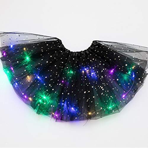 אורות LED לנשים 3 שכבת חצאיות כוכבים לבנות חצאיות מיני טרנדי