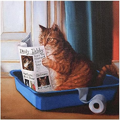 אמנות אימפריה ישירה כסא קיר חיית מחמד לחתול, הדפסת אמנות גרפית על בד עטוף עכשווי, מוכן לתלייה, סלון, חדר שינה