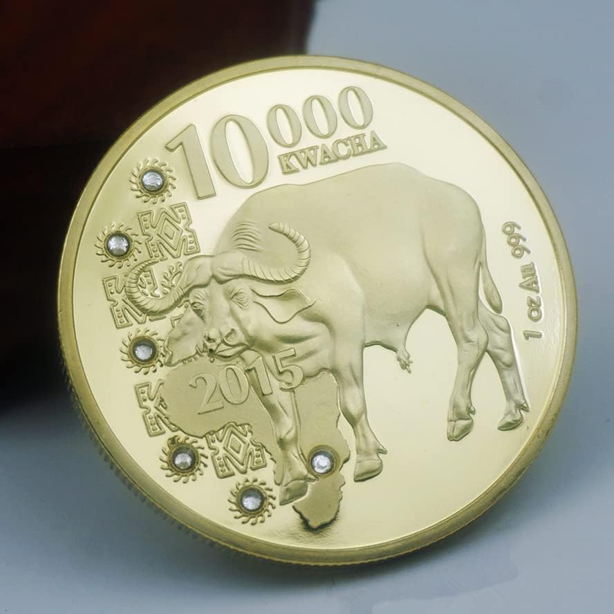 מטבעות הנצחה של זמביה אפריקאית יהלום מטבעות זהב מטבעות בר חיות בר באפלו אפריקני מטבעות זיכרון מטבעות מטבעות חוץ