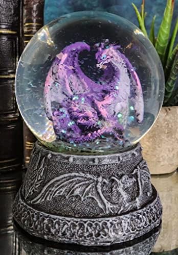מתנה של אברוס סגול מיתולוגי סגול חצות דרקון דרקון פסלון עם נצנצים 4.75 H נוצץ גלוב גלובוס אספנות