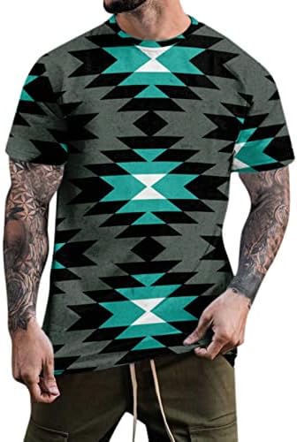 חולצות טריקו של שרוול קצר של XXBR Mens, קיץ, קיץ Boho Print Tops Tops Sports Crewneck חולצת טי אתנית מזדמנת
