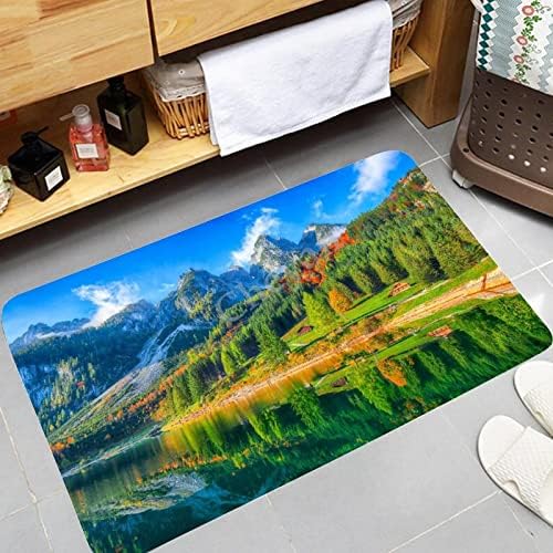 שטיח אמבטיה אדמה דיאטומית צ ' יאן נוף סתיו צבעוני אידילי עם הר דכשטיין אוסטריה ייבוש מהיר וסופג מים לרצפת מקלחת