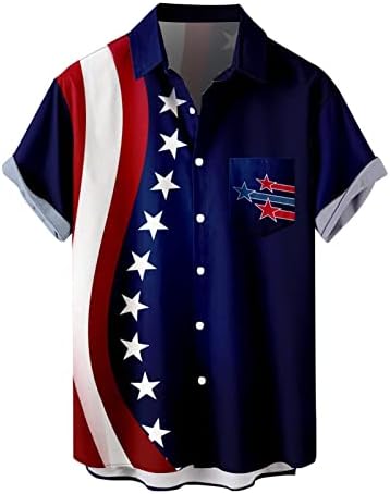 קיץ חולצות לגברים גברים של עצמאות יום דגל 3 ד דפוס דיגיטלי אישית אופנה דש כפתור בגד גוף