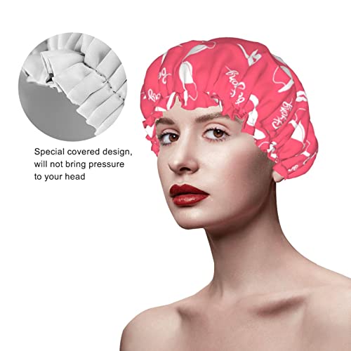 מכסה מקלחת סרטן שד כובעי מקלחת אמבטיה לשימוש חוזר לנשים שיער ארוך שכבה כפולה כפולה אטומה למקלחת כובע שיער מגן לשיער לבנות