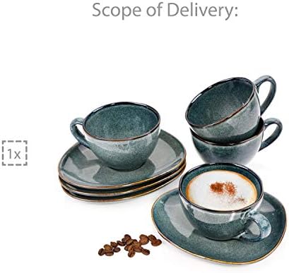 Sänger Darwin כוסות קפה עם 8 חלקים מוגדרים ל -4 אנשים כוס תה של חיר