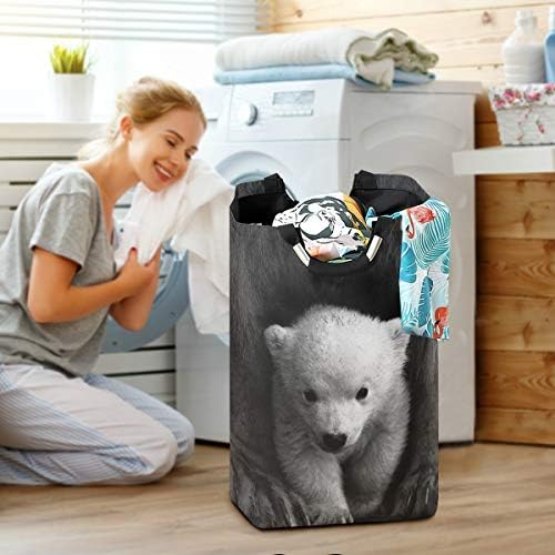 בעלי החיים דוב קוטב גדול כביסת עם ידיות, מתקפל בד - נייד מלוכלך בגדי סל צעצוע אחסון תיק עבור כביסה אחסון חנות בגדי