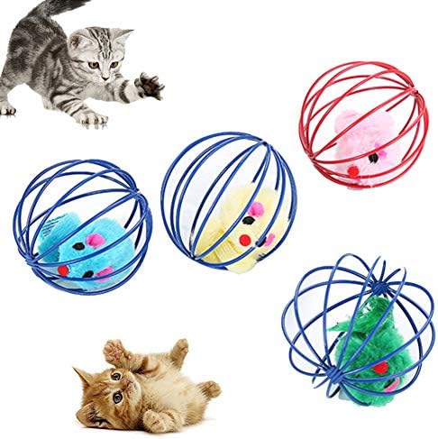 מצחיק חיות מחמד חתול חתלתול מזויף עכבר עכברוש עכברים כדור כלוב לשחק אינטראקטיבי משחק צעצוע - אקראי צבע