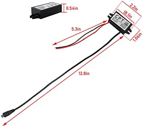 ZZHXSM 12V עד 5V מיקרו USB מתאם חשמל תואם, מודול ממיר BUCK מודול טבעת ממיר מקשים ממיר שלב למטה מודול עם לוח אזעקת טבעת