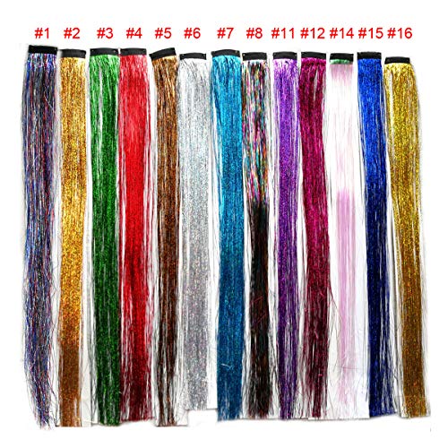 5 יחידות אותו צבע 18 קליפ על שיער לסנוור טינסל הרחבות בנות נשים גליטר מסיבת שיער אביזרי קשת צבע בלינג שיער חתיכה