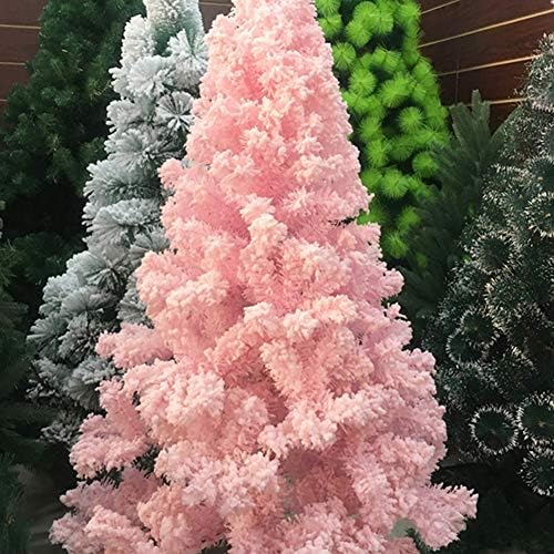 עץ חג המולד של ZPEE ורוד נוהר, חומר PVC עץ אורן צירים מלאכותי עם עמדת מתכת קל להרכבה קישוט חג המולד לא-1.5 מ '