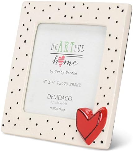 נקודות Demdaco עם לב שחור ולבן 6 x 6 מסגרת שולחן קיר קיר