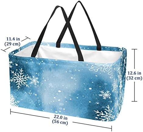 Jdez סל קניות דפוסי פתיתי שלג תיק מכולת לשימוש חוזר כביסה סל כביסה תיק קניות ניידים קניות