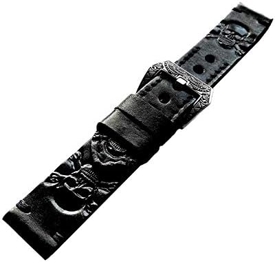 ניקסטון גולגולת בלתי מובלטת x עצמות פס עור אמיתי תואם ל- Fitbit Versa 3 ו- Sense Whatwatch Strap Strap את צמיד