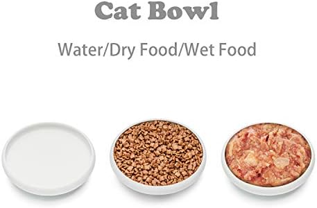 קומסף חתול מזון מים קערה, רחב רדוד קרמיקה חתול צלחת, ללא לשפוך לחיות מחמד קערה,10 עוז, חבילה של 2