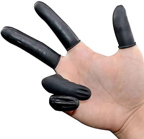 שחור חד פעמי לטקס מיטות אצבע אנטי סטטי גומי קצות אצבעות מגן, בינוני אנטי מיטות אצבע עבור אלקטרוני תיקון, בעבודת