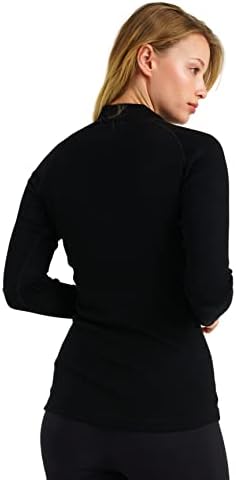 Merino.Tech Merino Wool Layer Layer נשים - מרינו חצי סוודר סוודר אמצע, חולצות תרמיות במשקל כבד + גרבי צמר