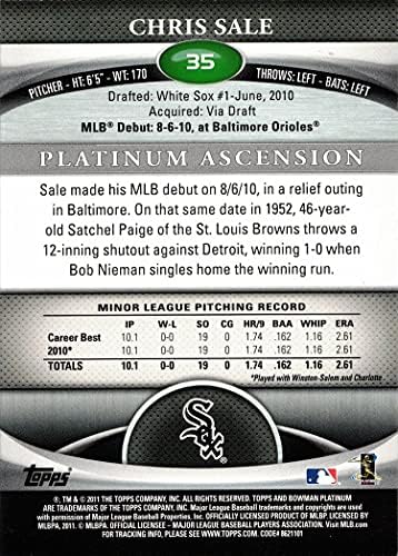 2011 Bowman Platinum Baseball 35 כרטיס טירון של כריס סאל