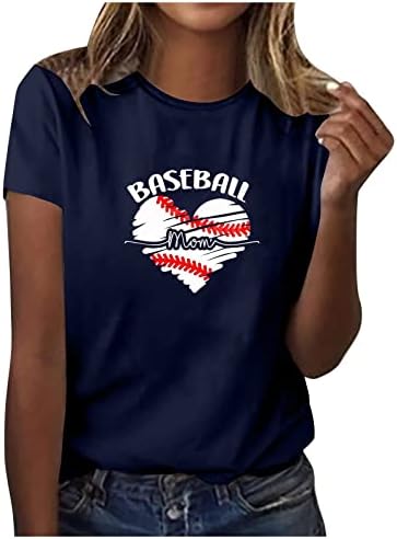 חולצות בייסבול חמודות לנשים בייסבול לב צוות צוואר שרוול קצר חולצות טי טריקו