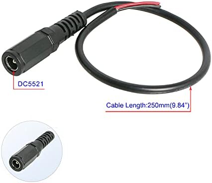 Aoje-Link 10 pcs DC חוט כבל צמה כוח, 24v12v 5a מחברים נשיים למצלמת אבטחה של טלוויזיה במעגל סגור ומתאם כוח תאורה DC5525,