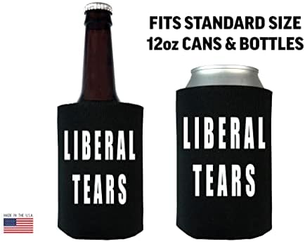 בדיחה מצחיקה דמעות ליברליות, ארהב צרור דגל כפרי בירה מתקפלת על פח בקבוק משקאות שרוולים קרירים 2 סטים של 2 חבילות