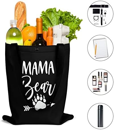 FunnyStar Mama Bear תיקי מכולת לשימוש חוזר קניות אופנה קניות טוטס תיק אבזם מגנטי עם כיס פנימי