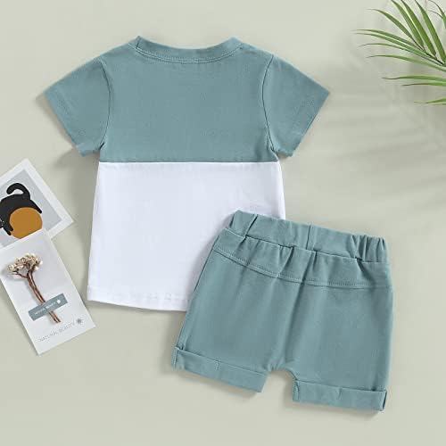 פעוטות בנים בגדים תלבושות לתינוקות בוי קיץ שרוול קצר חולצה צבעונית צבעית עליונה מגרש מכנסיים קצרים