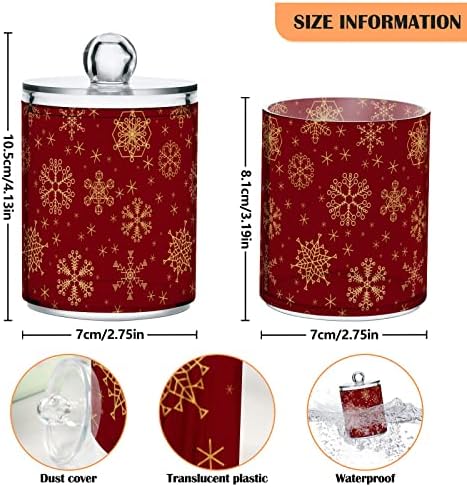 Alaza 2 Pack QTIP מחזיק מתקן חג המולד צהוב פתיתי שלג מארגנים אמבטיה למכלים לכדורי כותנה/ספוגיות/רפידות/חוט דנט