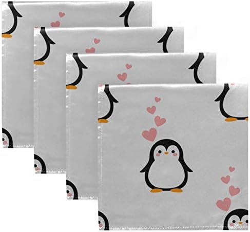 מפיות Enevotx לנשים פינגווין מצויר מפיות קוקטייל דקורטיבי שמח 20 x 20 אינץ 'לארוחות משפחתיות, חתונות, קוקטייל, קישוט