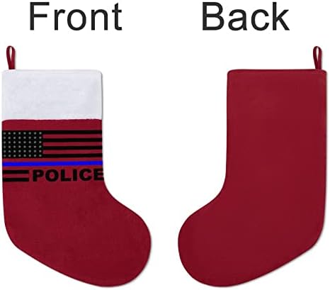 משטרת ארהב דגל שחור כחול אדום חג המולד אדום חג המולד של חג המולד קישוטי הבית לאח עץ חג המולד גרביים תלויים