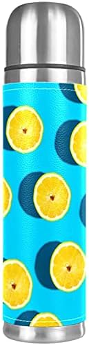 עור נירוסטה ואקום מבודד ספל לימון צהוב פירות תרמוס בקבוק מים למשקאות חמים וקרים ילדים מבוגרים 16 גרם