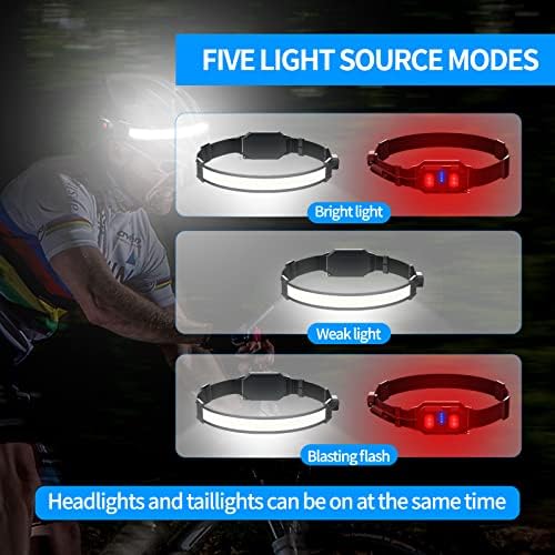 פנס ראש שיליפאי LED נטען 1200 לומן 230 מעלות פנס פנס 5 מצבים פנס פנס קל משקל עם אור אדום למבוגרים, טיולים רגליים