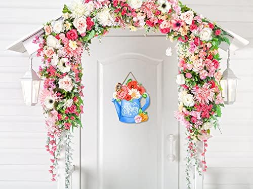 קישוטי דלת אביב D4Dream פרחים צבעוניים שלום דלת האביב שלט דלת הכניסה לבית החווה של בית הקולב פרחוני זרי דלת קפיצה שלט לאביב