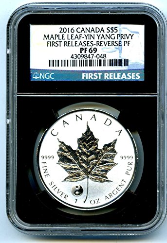 מטבע קנדה קנדי ​​כסף קנדי ​​מייפל עלה הפוך הוכחה יין יאנג פריי משחרר לראשונה פופ עליון ... רק 20 מטבעות $ 5 PF70 NGC