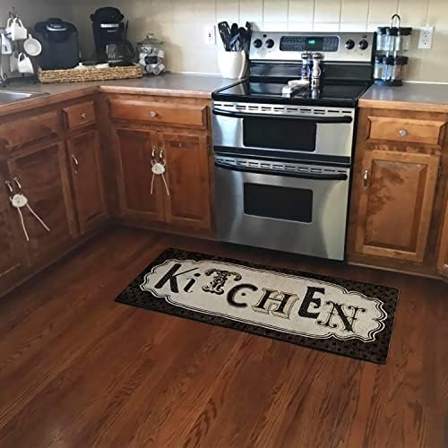 שטיח מטבח של אוקלר ללא החלקה, רץ שטיח גומי טבעי עמיד למטבח שף עתיק במטבח, 20 '' × 59 ''
