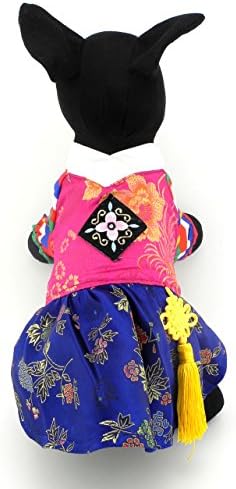 סלמאי אתני כלב תלבושות קוריאני מסורתי קשר תליון נוריגה הנבוק רקמת משי לחיות מחמד בגדי תלבושת צבע שמלת עבור גורים קטנים