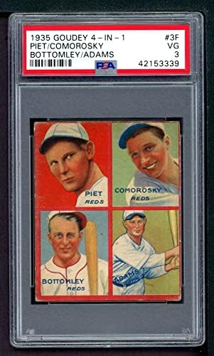 1935 Goudey 4-in-1 Tony Piet/Adam Comorosky/Jim Bottomley/Sparky Adams Cincinnati Redss PSA PSA 3.00 Reds