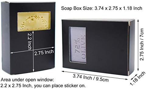 25 יחידות קופסאות אריזת סבון שחורות לסבון תוצרת בית, קופסאות סבון נייר קראפט עם מלבן חלון פתוח
