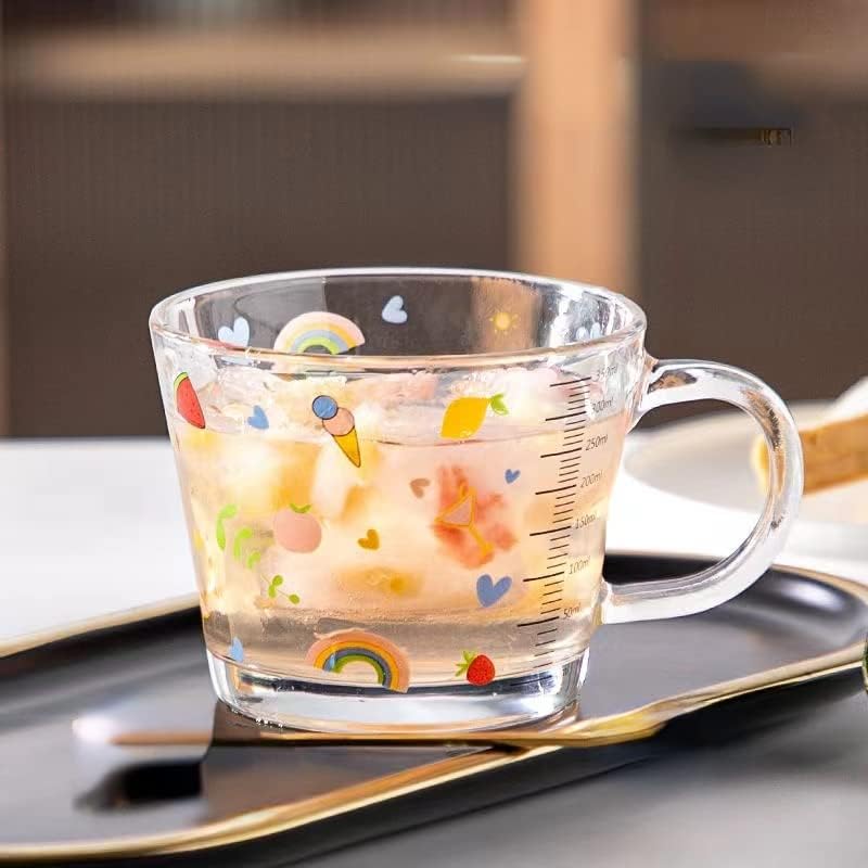 Rqevsnvk קוריאני INS דובדבן כוס זכוכית חמודה כוס שולחן קינוח כוס חלב כוס סטודנט כוס כוס כוס כוס