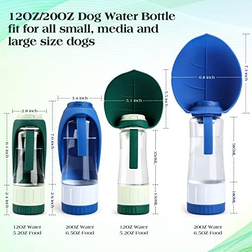 בקבוק מים לכלבים משודרג, מזין מתקן מים לחיות מחמד לחיות מחמד עם כוס שתייה ומיכל מזון חסין דליפות להליכה בחוץ, נסיעות, טיולים