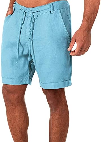 מכנסי מטען לגברים של ymosrh מכנסי כותנה פשתן כותנה מכנסיים קצרים מזדמנים פיג'מה כיס מכנסי מכנסיים קצרים